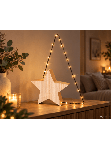 LUMINEO LED Beleuchtung Holzstern 26 LED in warm weiß