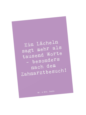 Mr. & Mrs. Panda Postkarte Spruch Zahnärztin Lächeln mit Spruch in Lavendeltraum