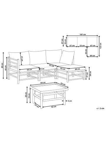 Beliani 14-tlg Sitzgruppe CERRETO in Braun/Beige/Grau