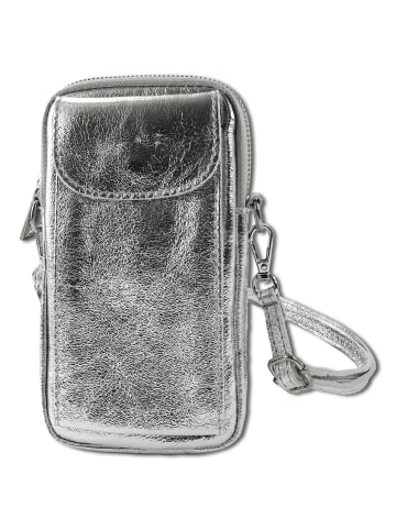 Toscanto Leder Umhängetasche, Handtasche Toscanto Tasche silber ca. 12cm
