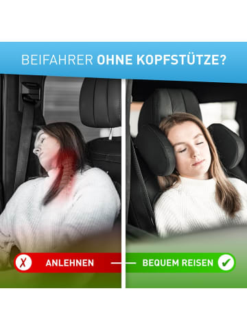 Flip Kopfstütze Auto schwarz Nähte schwarz  Schwarz
