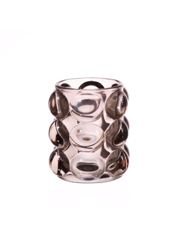 MARELIDA Teelichthalter BUBBLE Glas Windlicht H: 9cm in grau