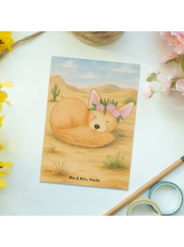 Mr. & Mrs. Panda Postkarte Wüstenfuchs Blumen Design ohne Spruch in Weiß