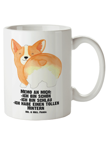 Mr. & Mrs. Panda Haferl Corgi Po mit Spruch in Weiß