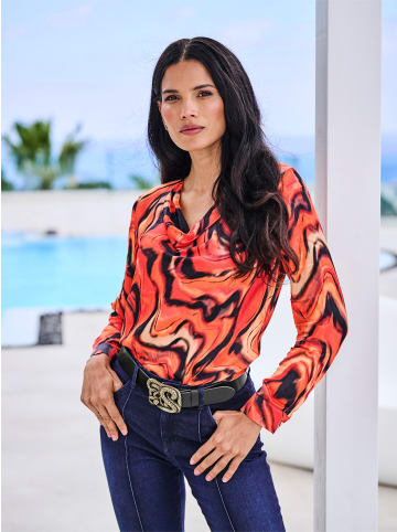 Heine Druckbluse in orange-schwarz-bedruckt