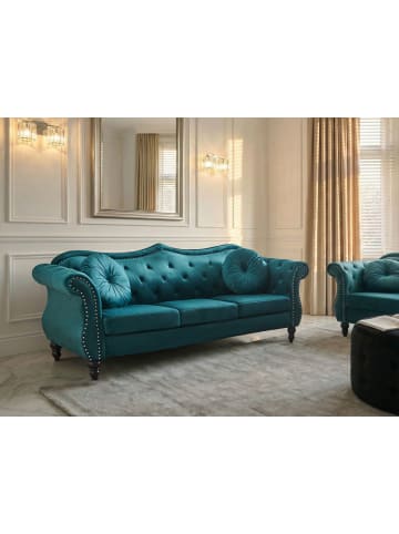 Beliani 3-tlg 3-Sitzer Sofa SKIEN in Blau/Schwarz