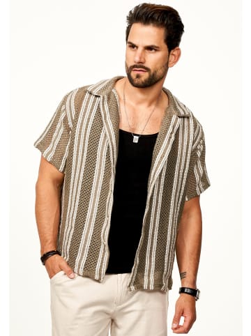 SOULSTAR Kurzarmhemd - für Herren Strick Polo Hemd im Retro-Look in Brown