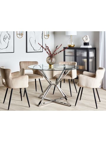 Beliani Esszimmertisch BOSCO in Transparent/Silber - (W) 105 x (H) 75 x (L) 105 cm