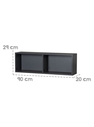 roba Universal Wandregal Anthrazit – 2 Fächer für Bücher oder Kommode