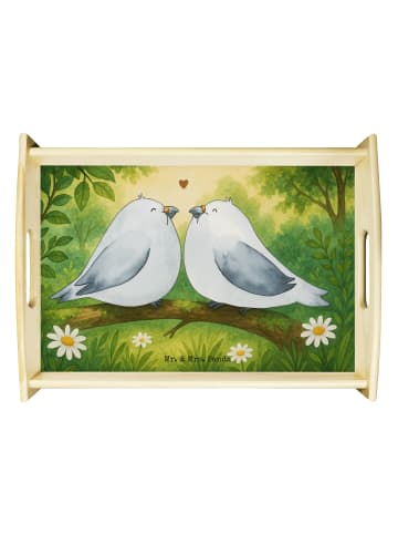 Mr. & Mrs. Panda Dekotablett Turteltauben Liebe Design ohne Spruch in Weiß