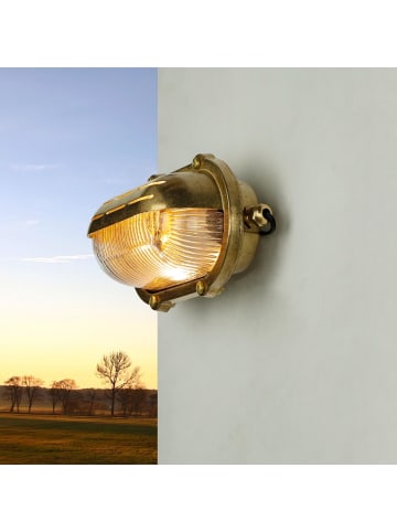 Licht-Erlebnisse Außen Wandlampe (B)21 x (H)12 cm in Messing