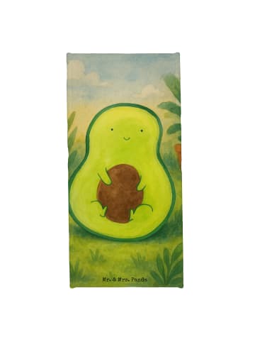 Mr. & Mrs. Panda Badehandtuch Avocado Kern Design ohne Spruch in Gelb Pastell