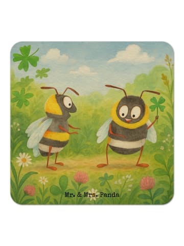 Mr. & Mrs. Panda Bierfilzl Hummeln Kleeblatt Design ohne Spruch in Weiß