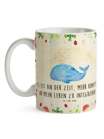 Mr. & Mrs. Panda Keramiktasse Wal Konfetti mit Spruch in Naturpapier