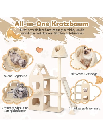 COSTWAY Kratzbaum mit Korb in Beige