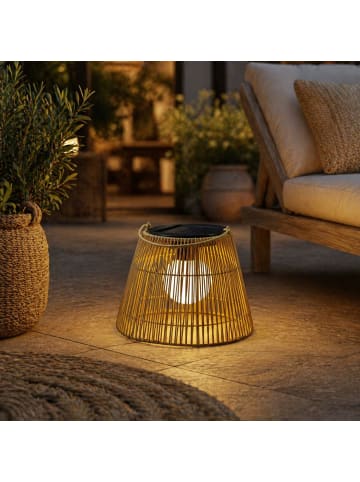 MARELIDA LED Solar Laterne/Hängeleuchte in Rattanoptik H: 22cm in natur
