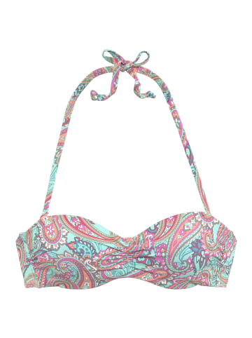 Venice Beach Bügel-Bandeau-Bikini-Top in mint-bedruckt