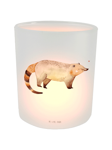 Mr. & Mrs. Panda Glas Teelichthalter Nasenbär ohne Spruch in Transparent