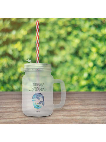 Mr. & Mrs. Panda Trinkglas Mason Jar Walfisch Thunfisch mit Spruch in Transparent
