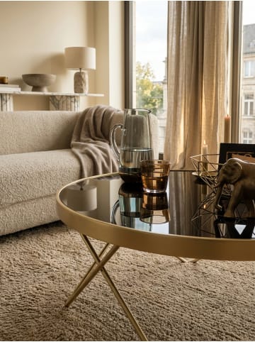 KADIMA DESIGN Couchtisch Ø 82 cm / matt Gold Beistelltisch Metall/Glas,