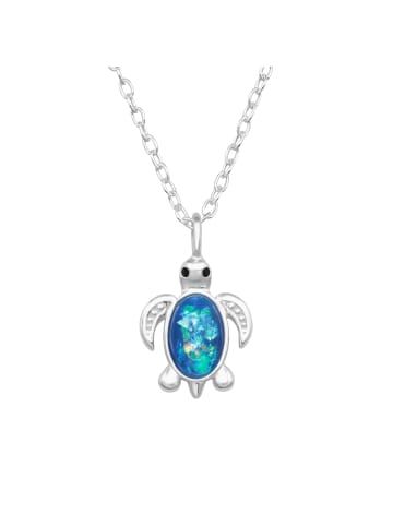 Alexander York Kette mit Anhänger SCHILDKRÖTE mit Opal in 925 Sterling Silber, 2-tlg. 