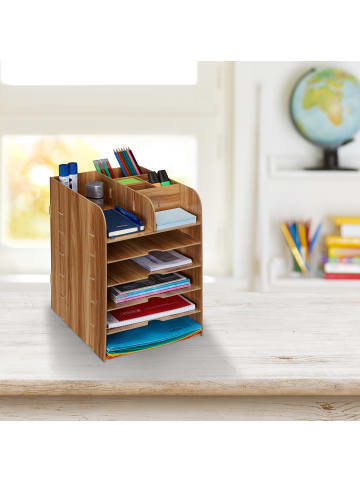 relaxdays Schreibtisch Organizer in Dunkelbraun