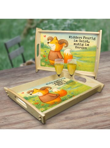 Mr. & Mrs. Panda Serviertablett Widder Astologie Design mit Spruch in Weiß