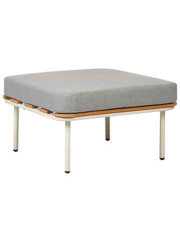 Beliani Fußhocker SENISE in Grau/Weiß/Heller Holzfarbton - (W) 74 x (H) 43 x (L) 74 cm