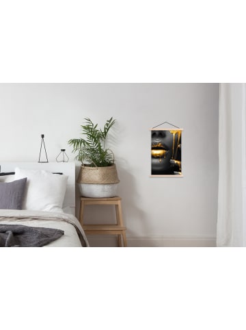 OnlyWow Poster mit Leiste Gesicht gold schwarz