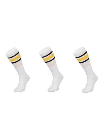 COFI 1453 Basketsocken Gelb-Schwarz gestreift OneSize Weiß in Weiß