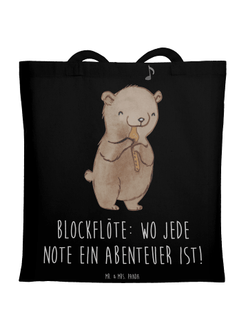 Mr. & Mrs. Panda Tragetasche Abenteuer Blockflöte mit Spruch in Schwarz