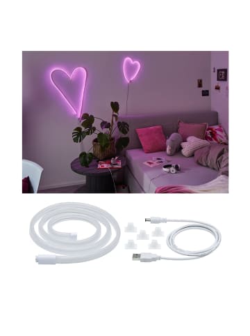 paulmann LED Streifen Neon Colorflex USB Strip pink 1m in weiß