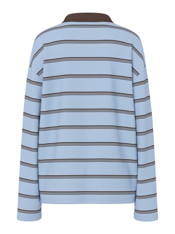 Pieces Langarm-Poloshirt in Cashmere Blue