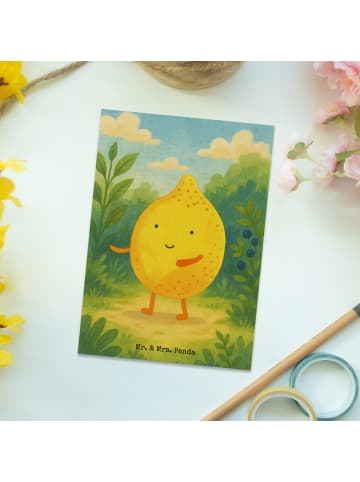 Mr. & Mrs. Panda Postkarte Beste Freunde Zitrone Design ohne Spruch in Weiß