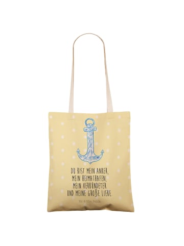 Mr. & Mrs. Panda Tasche Anker Blau mit Spruch in Gelb Pastell