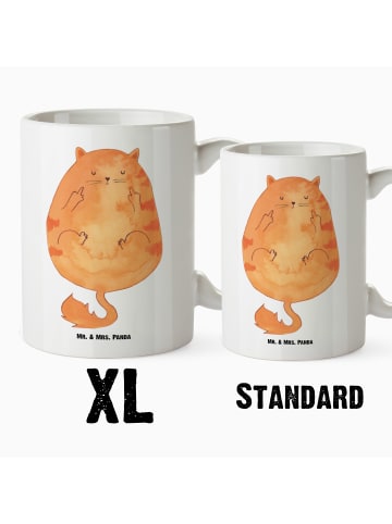 Mr. & Mrs. Panda XL Tasse Katze Frühaufsteher ohne Spruch in Weiß