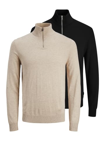 Jack & Jones Troyer Emil Knit in Schwarz / beige
