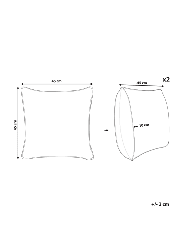 Beliani 2er-Set Gartenkissen TORRETTA in Weiß/Rosa/Schwarz