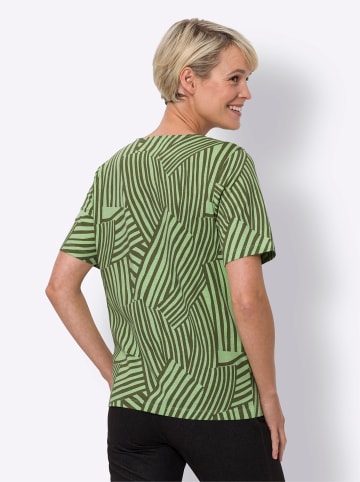 Sieh an! Kurzarmshirt in oliv-reseda-bedruckt