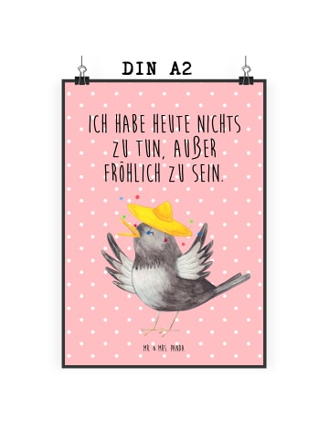 Mr. & Mrs. Panda Poster Rabe Sombrero mit Spruch in Rot Pastell