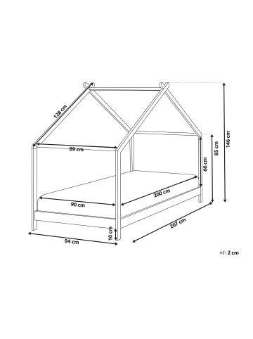 Beliani Kinderbett ORLU in Grau - (W) 94 x (H) 146 x (L) 207 cm