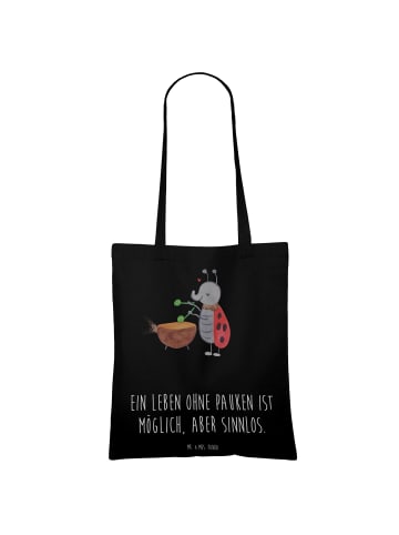 Mr. & Mrs. Panda Tragetasche Pauken Leben mit Spruch in Schwarz