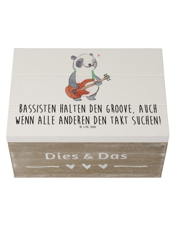 Mr. & Mrs. Panda Holzkiste Bassgitarre Groove mit Spruch in Weiß