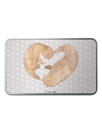 Mr. & Mrs. Panda Geschenkverpackung Otter Herz ohne Spruch in Grau Pastell