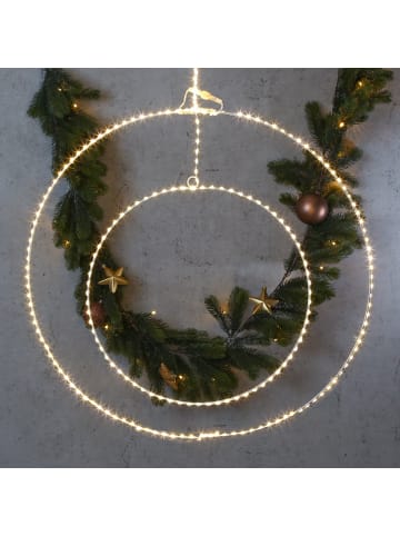 MARELIDA LED Kreis Dekoring Metallring hängend auch für Außen D: 58cm in weiß