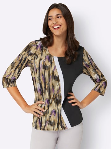 Sieh an! Schlupfbluse in schwarz-lila-bedruckt
