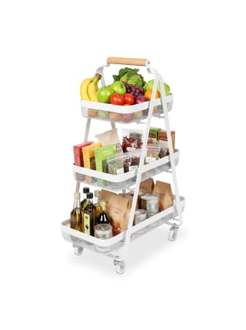 relaxdays Rollwagen in Weiß - (B)57 x (H)84,5 x (T)31 cm