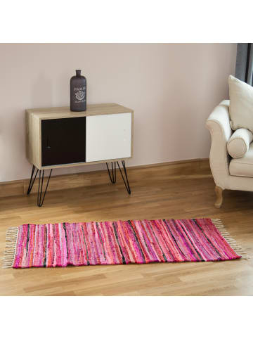 relaxdays Flickenteppich Fransen in Rot - (B)70 x (T)140 cm