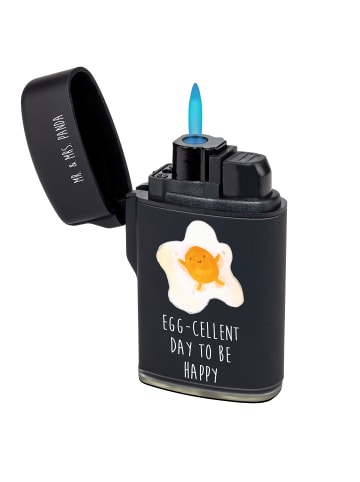 Mr. & Mrs. Panda sturmfeuerzeug Spiegelei Ei mit Spruch in Schwarz