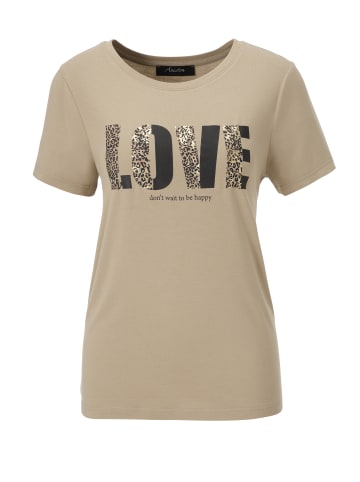 Aniston CASUAL T-Shirt in beige-schwarz-hellbraun-goldfarben